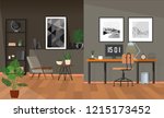 posters above the desk with a... | Shutterstock .eps vector #1215173452