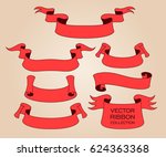 vector ribbon set. celebration... | Shutterstock .eps vector #624363368