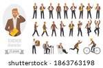 stylish man teacher poses... | Shutterstock .eps vector #1863763198