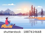enjoy nature at sunset vector... | Shutterstock .eps vector #1887614668