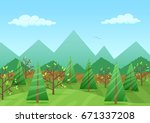 the peaceful green landscape... | Shutterstock . vector #671337208