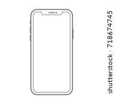 Outline line drawing modern smartphone. Elegant thin stroke line style design.