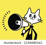 business cat announcing with a... | Shutterstock .eps vector #2130680162