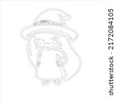cute witch  coloring book page. ... | Shutterstock .eps vector #2172084105