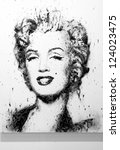 Small photo of MILAN - MARCH 27: Painting representing Marylin Monroe, black and white version, in exhibition at MiArt ArtNow, international exhibition of modern and contemporary art March 27, 2010 in Milan, Italy.