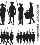 American Revolution Soldiers Silhouette Vector Graphic Pack