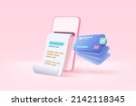 3d pay money with mobile phone... | Shutterstock .eps vector #2142118345