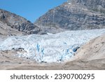Small photo of 20-07-2023. Luster,Norway.Nigardsbreen is a glacier arm of the large Jostedalsbreen glacier.
