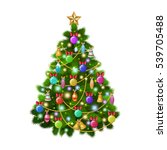 christmas tree with colorful... | Shutterstock . vector #539705488