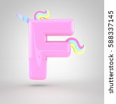 cute unicorn pink letter f... | Shutterstock . vector #588337145