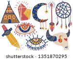 boho style symbols set  indian... | Shutterstock .eps vector #1351870295