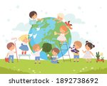 kids help save the world ... | Shutterstock .eps vector #1892738692