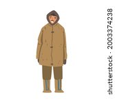 Eskimo Man Character, North Man Wearing Authentic Traditional Outfit Cartoon Vector Illustration
