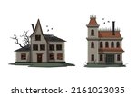 scary gothic mansions set.... | Shutterstock .eps vector #2161023035