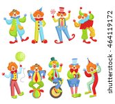 Set Of Colorful Friendly Clowns ...