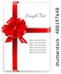 greeting card with a red ribbon.... | Shutterstock .eps vector #488197648