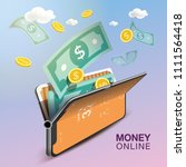 money online mobile phone vector | Shutterstock .eps vector #1111564418