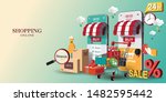 shopping online on website or... | Shutterstock .eps vector #1482595442