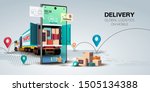 online delivery service concept ... | Shutterstock .eps vector #1505134388