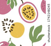 cute passion fruit seamless... | Shutterstock .eps vector #1742148245