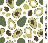 cute avocado seamless pattern.... | Shutterstock .eps vector #2073888668
