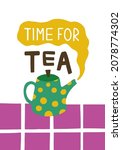 cozy tea poster. cute polka dot ... | Shutterstock .eps vector #2078774302