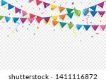 colorful bunting flags with... | Shutterstock .eps vector #1411116872