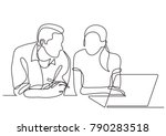 continuous line drawing of two... | Shutterstock .eps vector #790283518