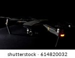 Drone advanced system flying taking off in light and black background