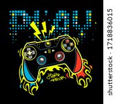 play gamepad poster. joystick... | Shutterstock .eps vector #1718836015