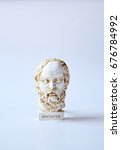 Small photo of Socrates, lived in Athens (470 BC - 399 BC) was a Greek Athenian philosopher. It is one of the founders of Western philosophy. White marble bust of him./Statue of Socrates