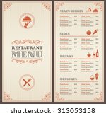 a classic restaurant menu... | Shutterstock .eps vector #313053158