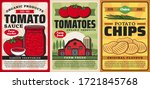 tomato sauce ketchup and potato ... | Shutterstock .eps vector #1721845768