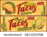 mexican tacos retro banners.... | Shutterstock .eps vector #1811351908