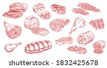 pork sausage  veal beef and... | Shutterstock .eps vector #1832425678