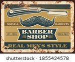 Barber Shop Rusty Metal Vector...
