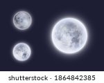 full moon in night sky 3d... | Shutterstock .eps vector #1864842385
