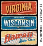 Usa State Grunge Vector Signs...