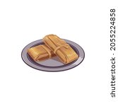 fruit tamale wrapped dessert on ... | Shutterstock .eps vector #2055224858
