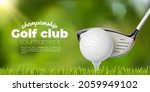 Golf Club And Ball Tee On Grass ...