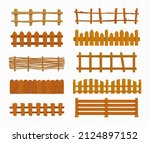 cartoon wooden fence vector set ... | Shutterstock .eps vector #2124897152