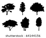 set of tree silhouettes for... | Shutterstock . vector #64144156