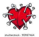 broken heart with nails for... | Shutterstock .eps vector #90987464