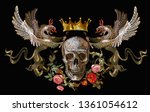 embroidery two griffins  skull... | Shutterstock .eps vector #1361054612