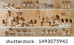 ancient egypt frescoes. life of ... | Shutterstock .eps vector #1493075942
