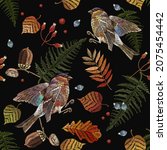 Embroidery. Birds. Bullfinch...