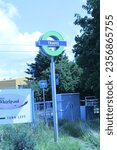 Small photo of London, UK - August 17th 2023 - Tram Roundel at Waddon Marsh Tram Stop in Croydon, London