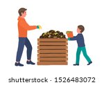 Composting. Man With Boy Making ...
