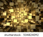 Gold Squares Extruded Abstract...
