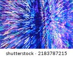 crack in space, broken universe, energy released, atomic explosion, particles of light flying, distorted lights sprouting in different directions, electric blue